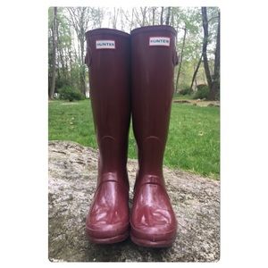 hunter rain boots oxblood